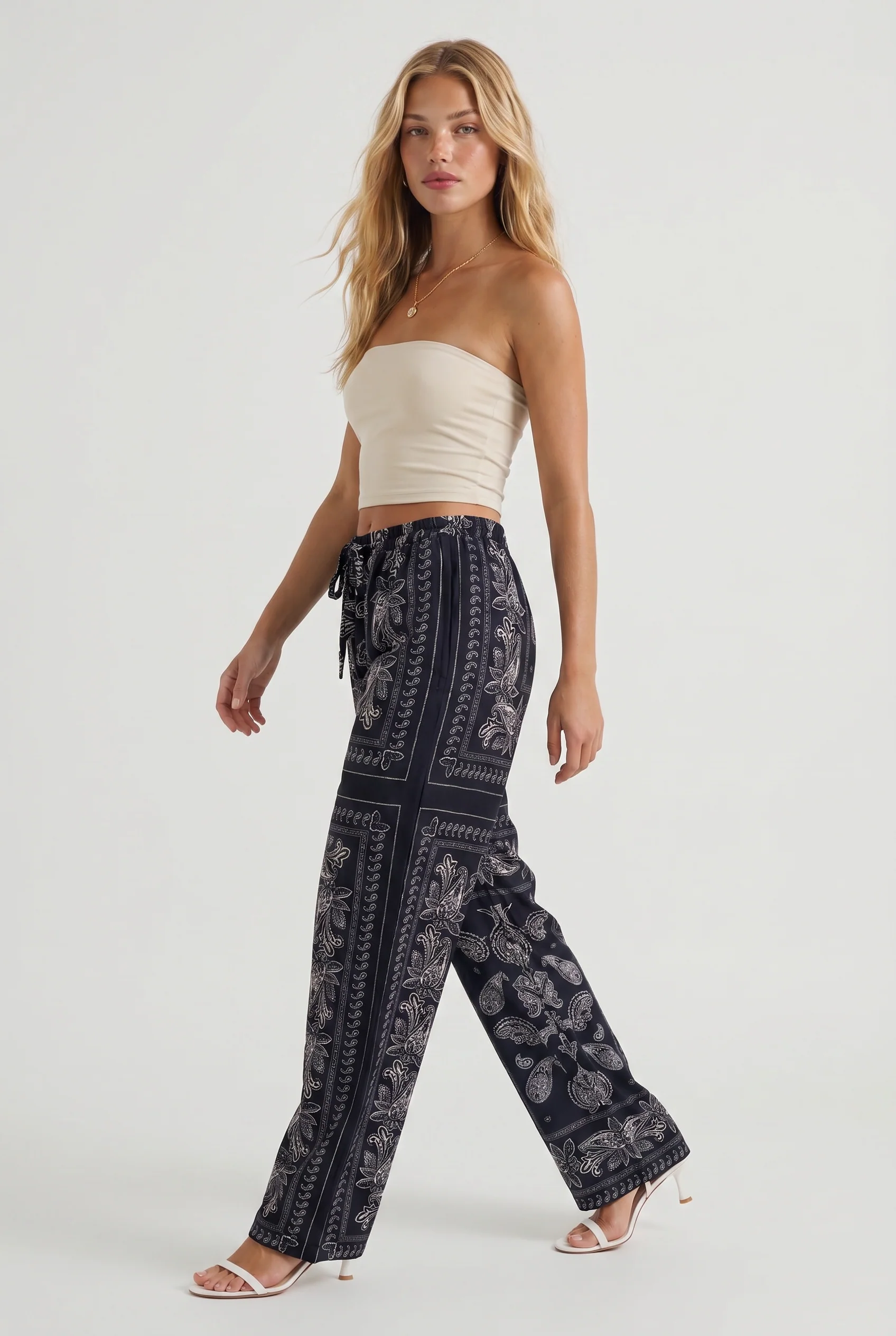 Bandana Print Silk Pant - Image 7