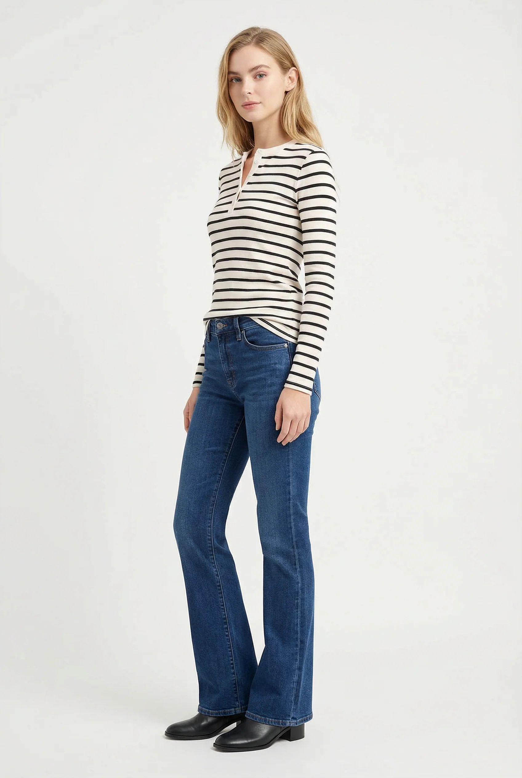 Cali Striped Henley Long Sleeve Top - Image 7