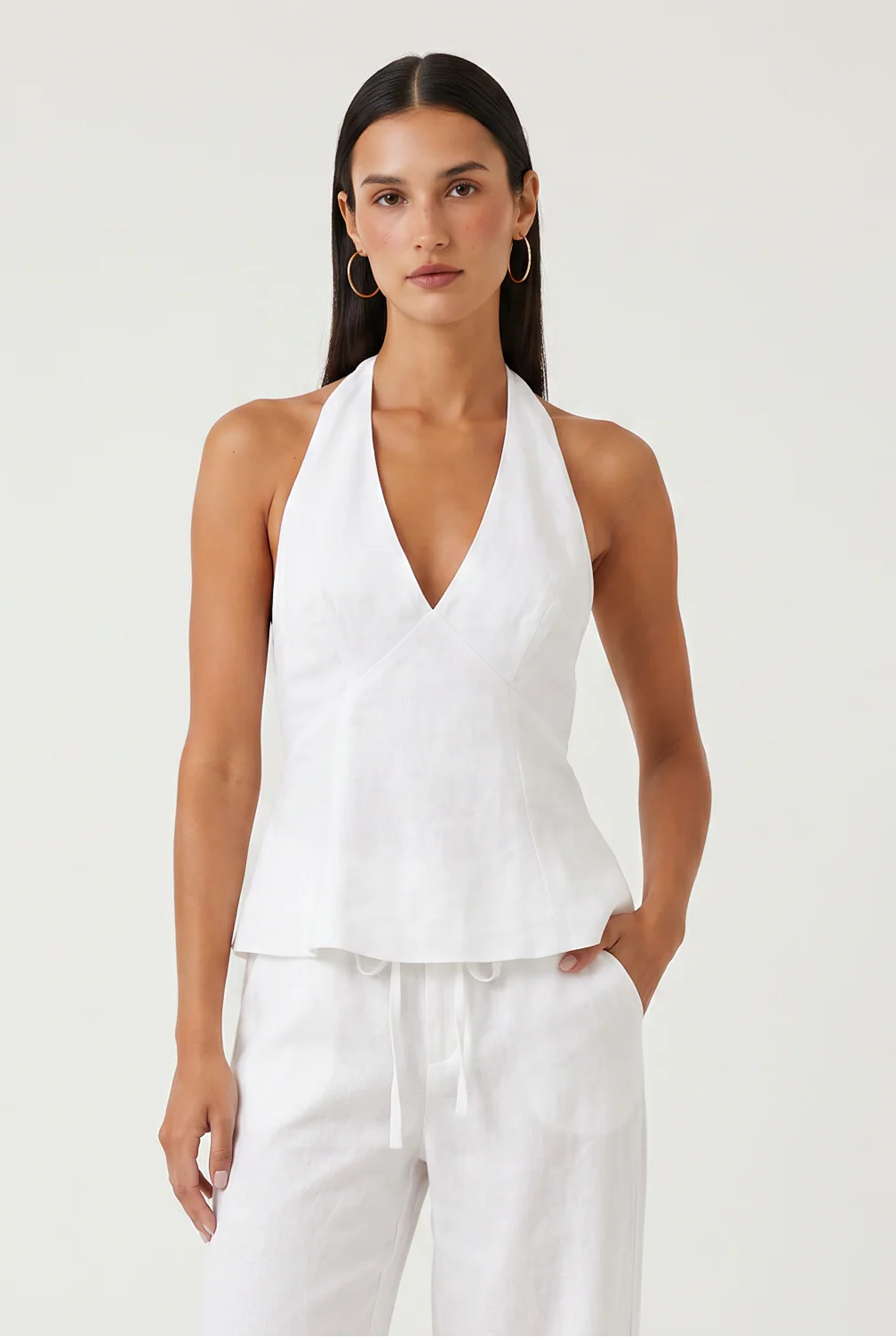 Dune Road Linen Halter Top - Image 2