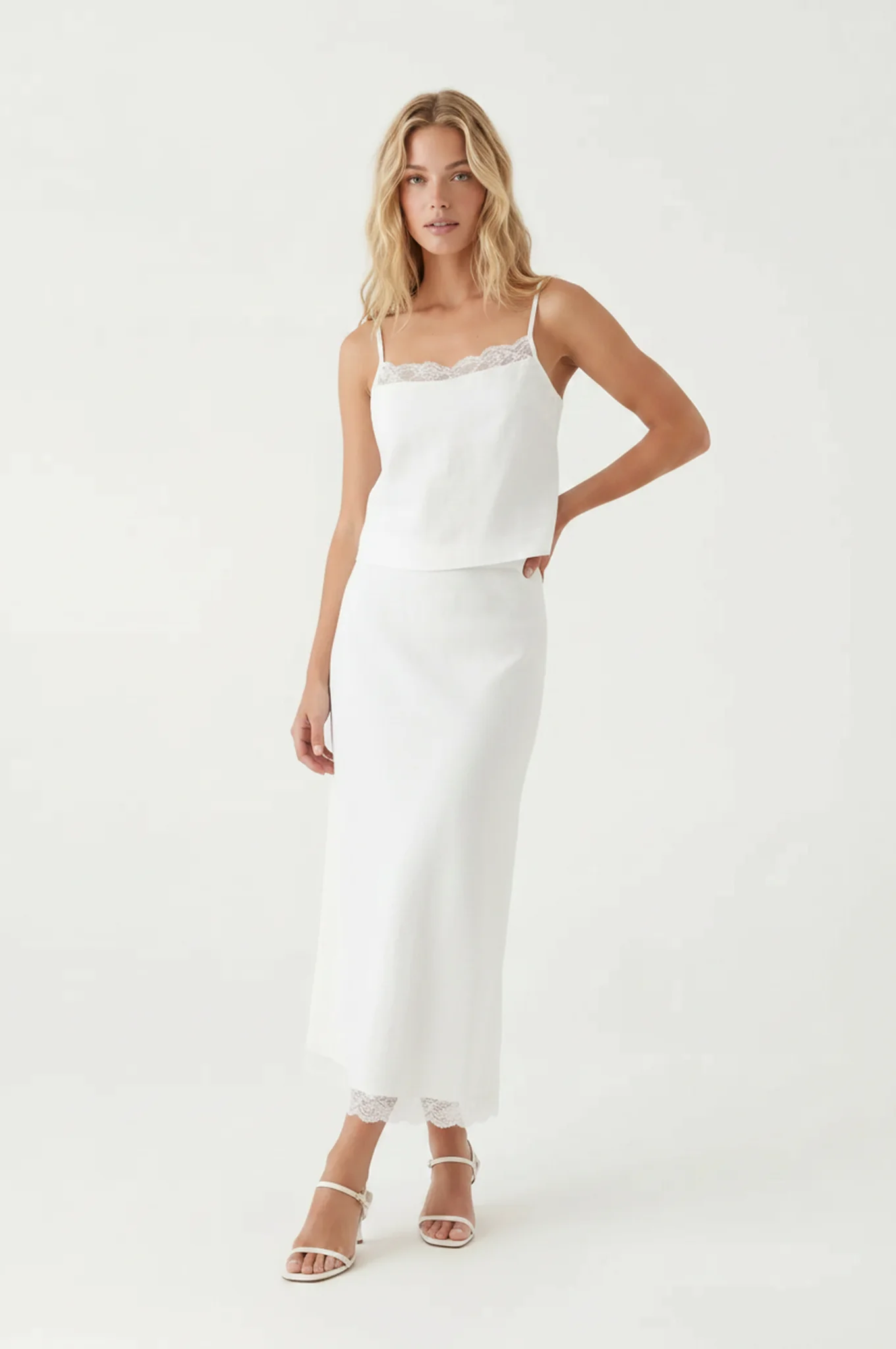 Everly Lace Trim Midi Skirt - Image 2