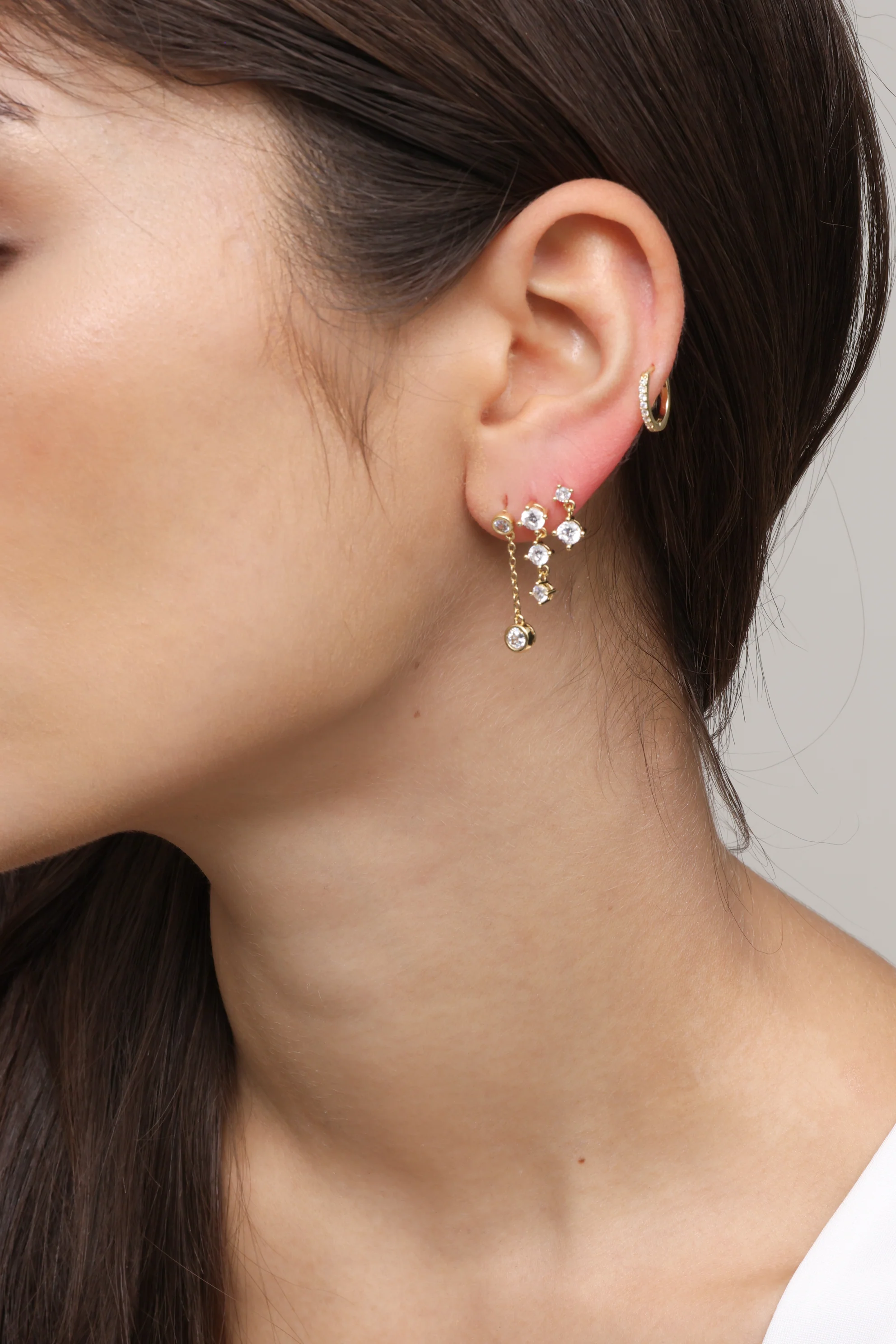 Graduated Cz Drop Earring Set