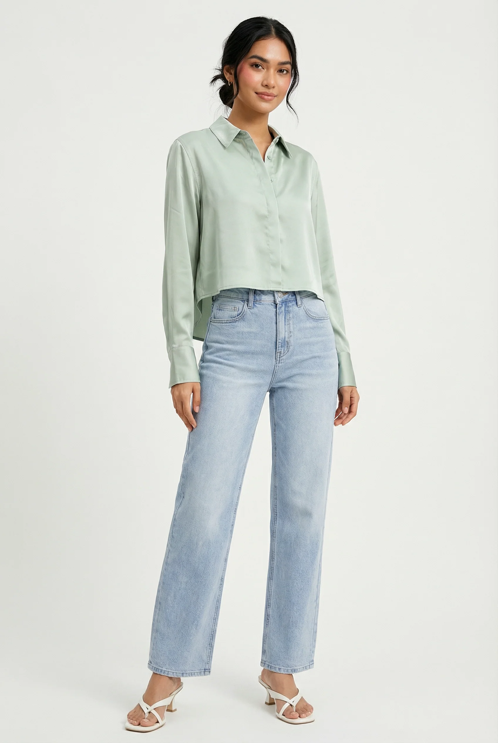 High Low Satin Shirt - Image 10