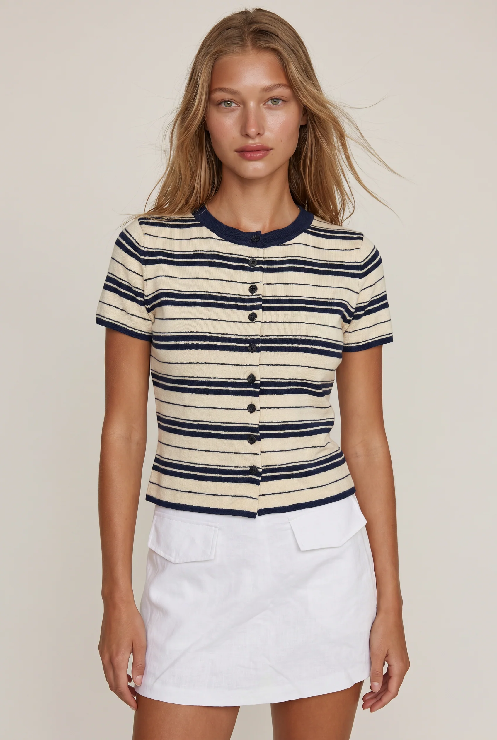 Juliette Striped Short Sleeve Cardigan