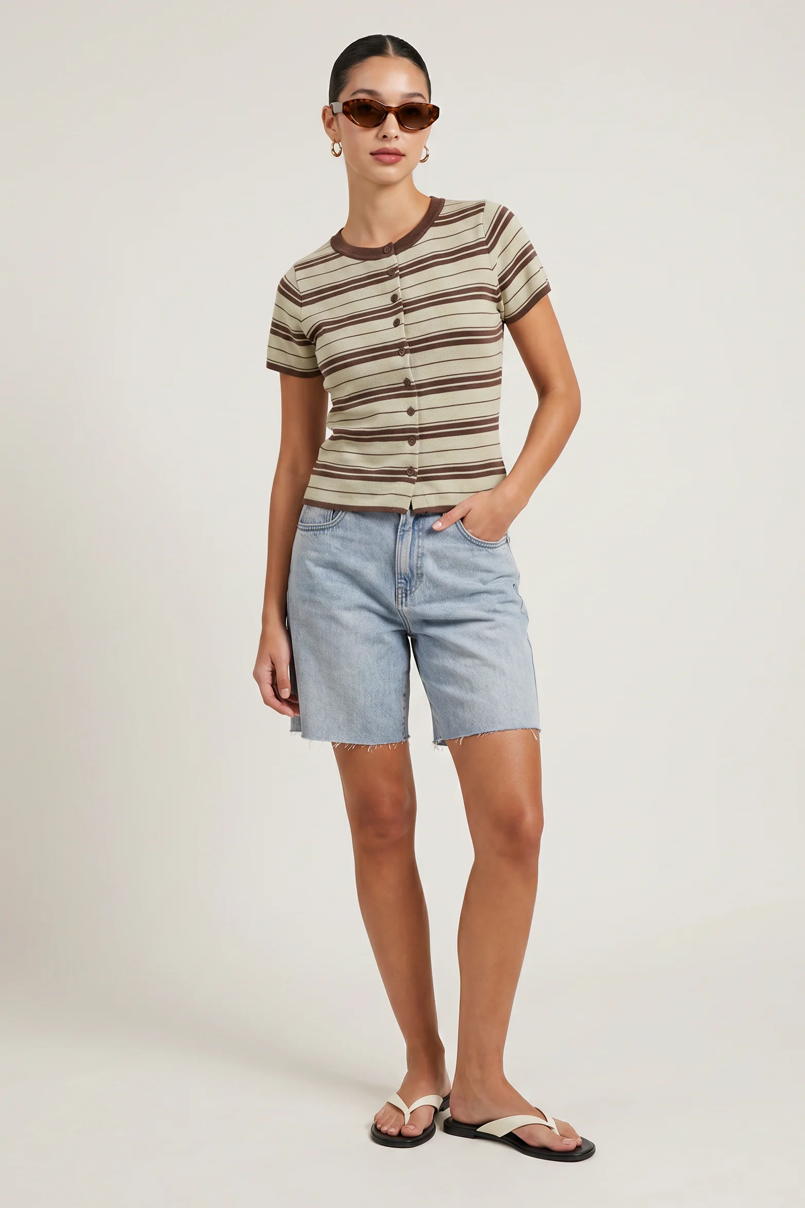Juliette Striped Short Sleeve Cardigan - Image 6