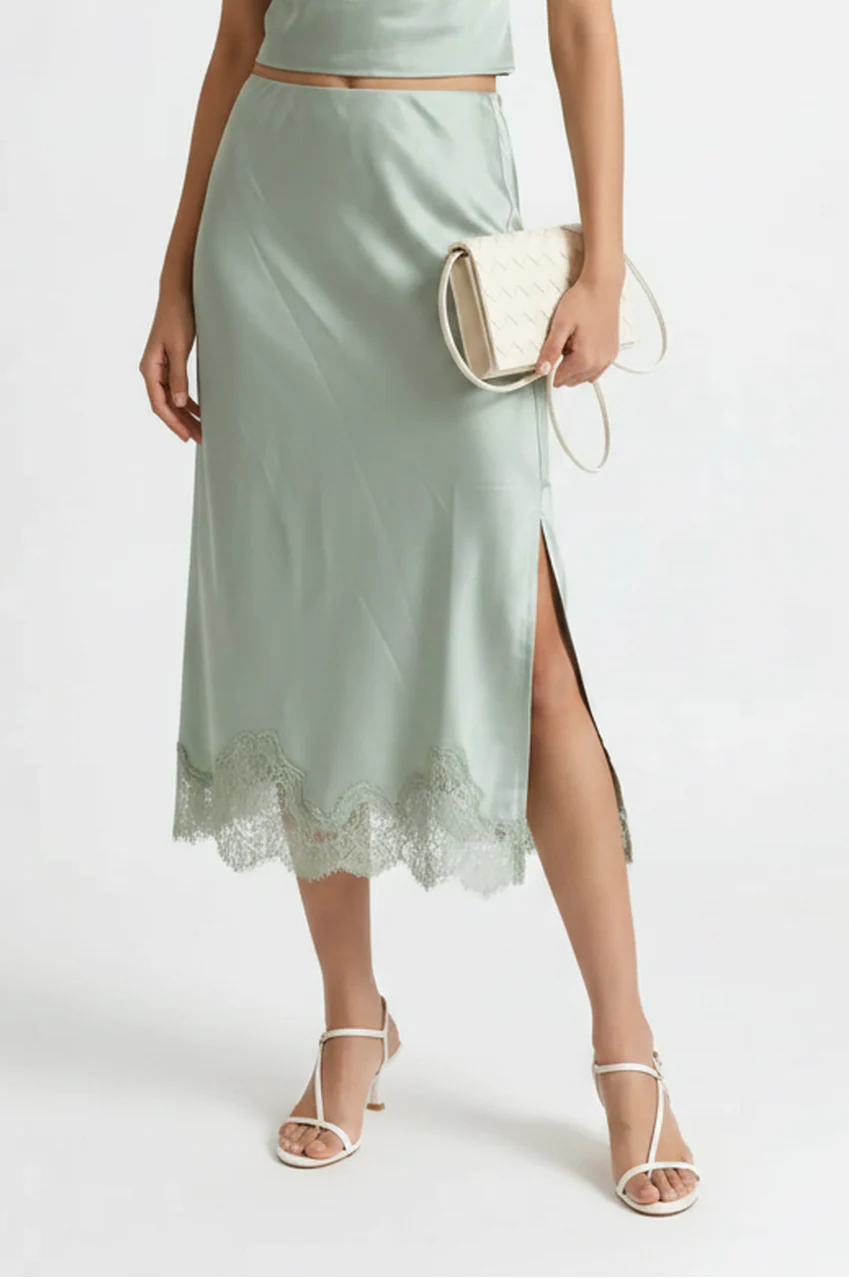 Luna Lace Trim Slip Skirt - Image 2