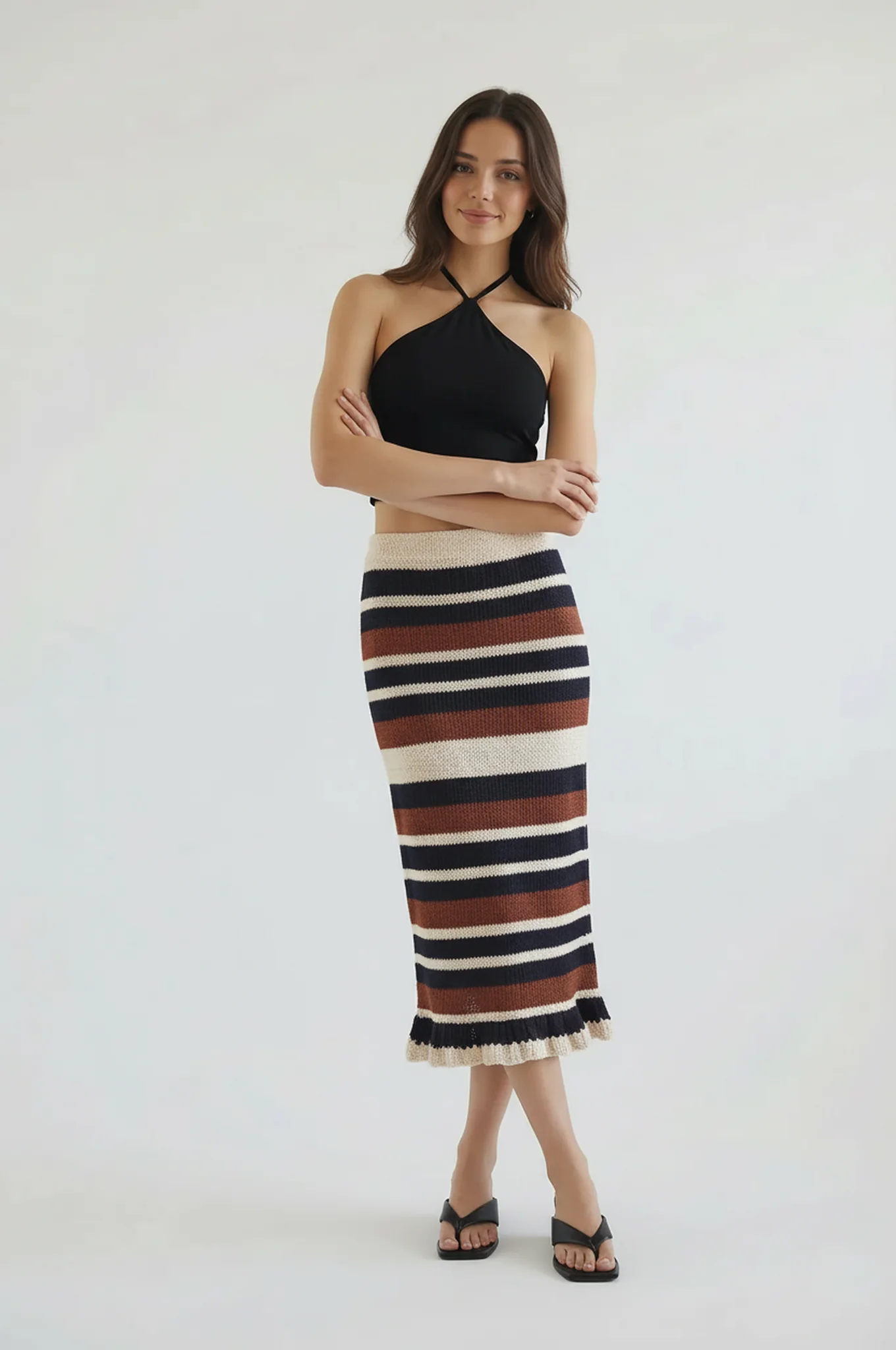 Mexi Stripe Midi Crochet Skirt - Image 5