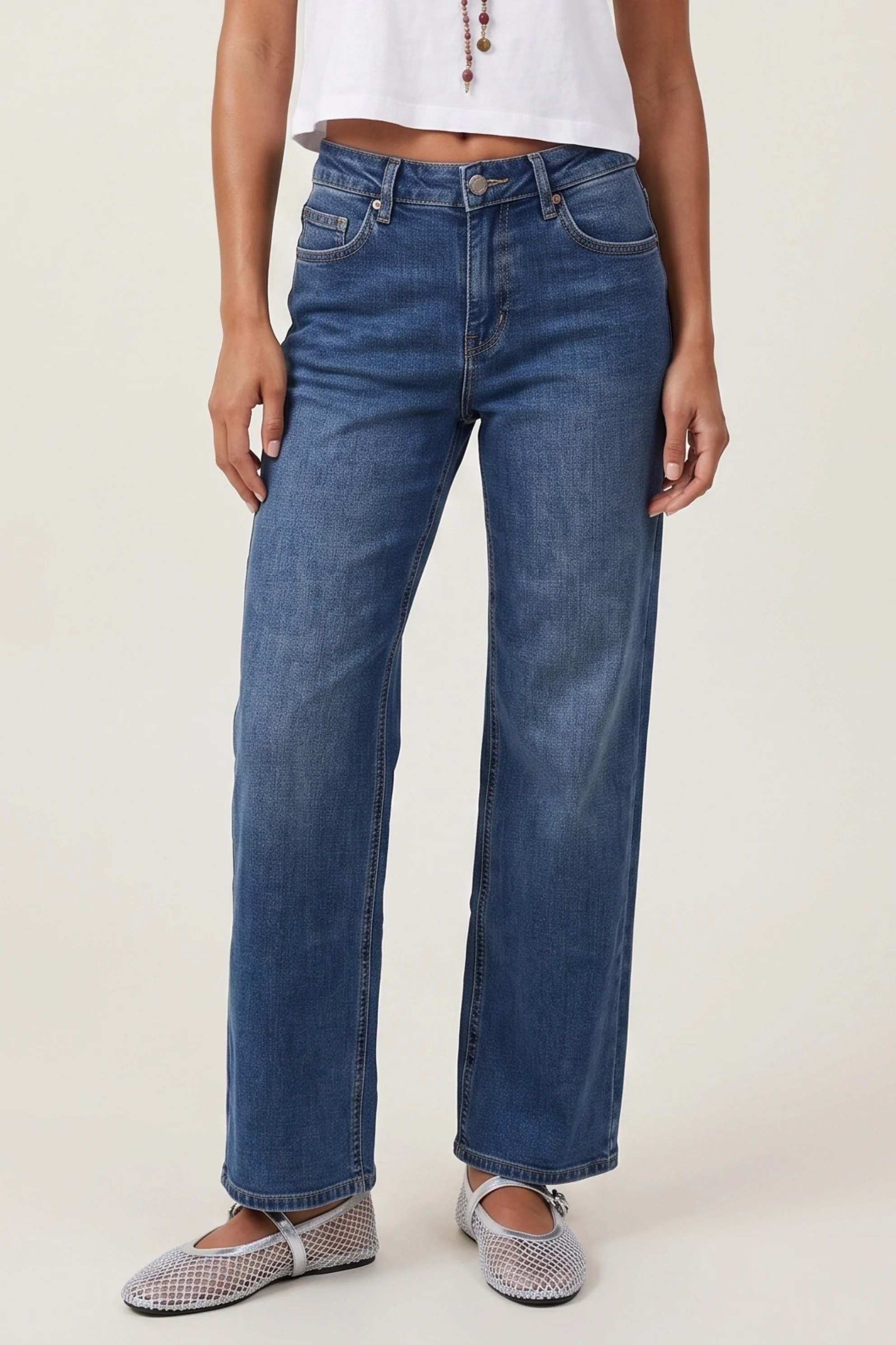 Mid Rise Loose Wide Leg