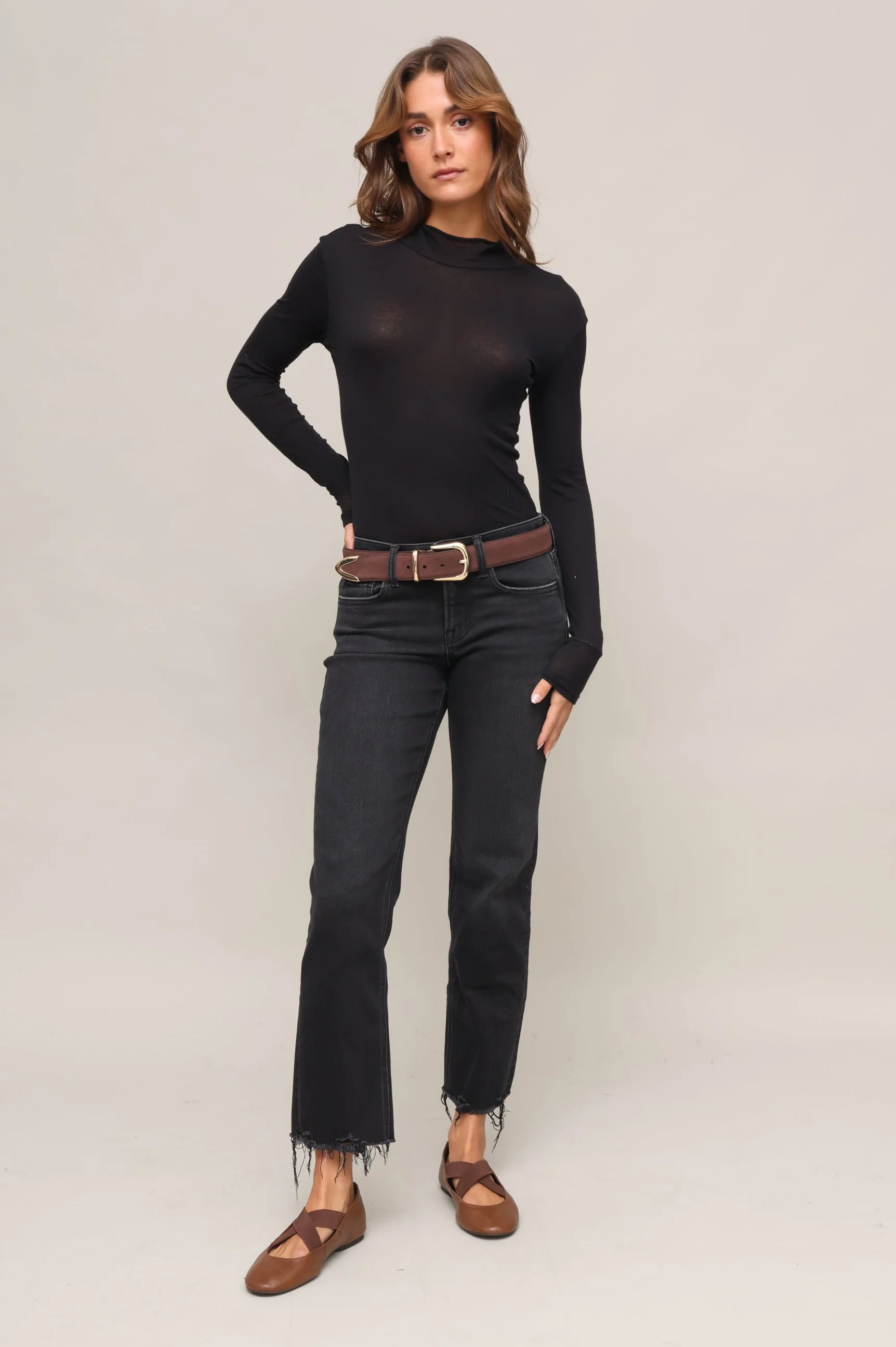 Mid Rise Raw Hem Ankle Straight - Image 2