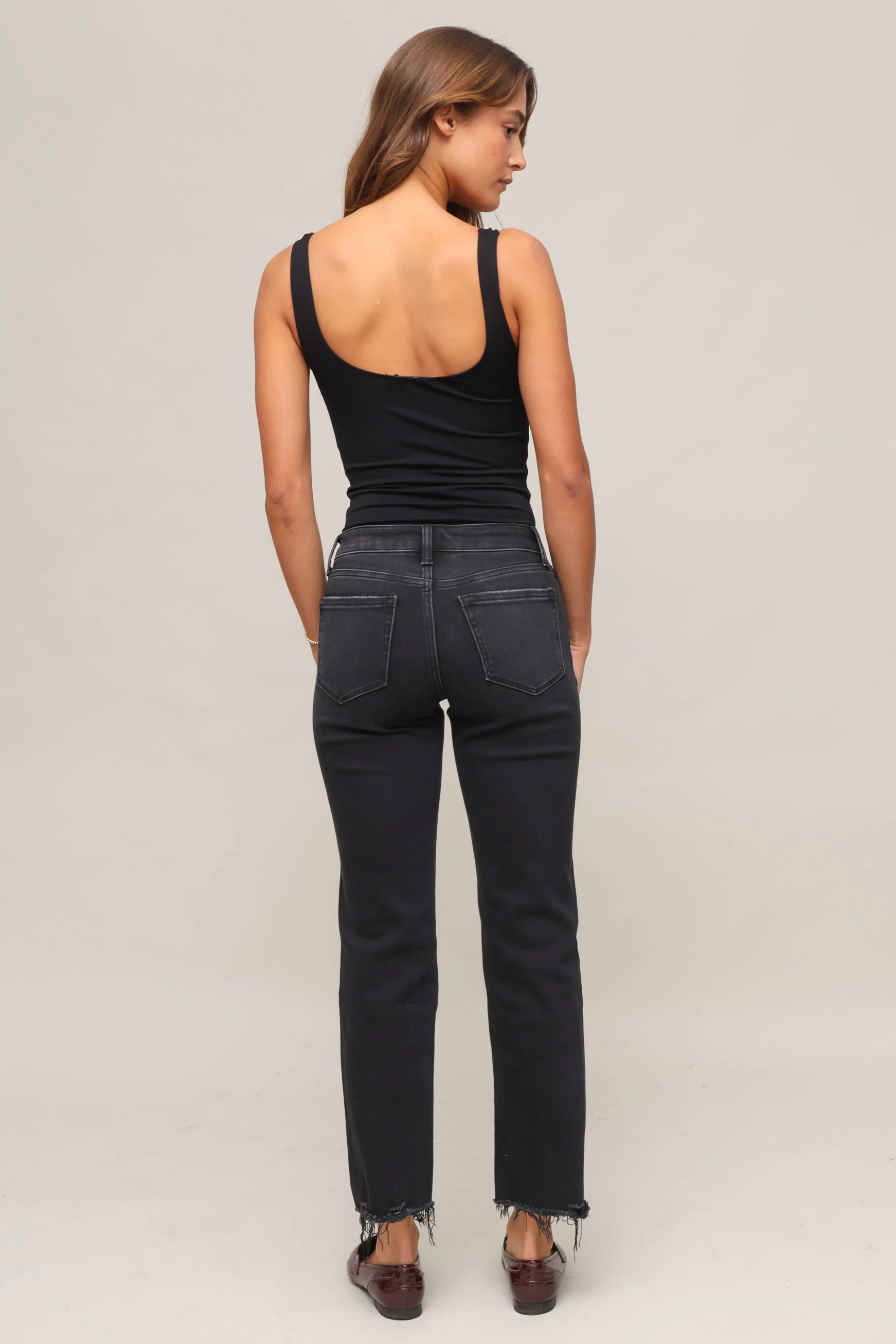 Mid Rise Raw Hem Ankle Straight - Image 5
